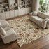 8' X 10' Ivory Red And Blue Floral Washable Area Rug With UV Protection