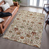 8' X 10' Ivory Red And Blue Floral Washable Area Rug With UV Protection