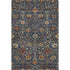 5' X 8' Navy Blue Red And Green Floral Washable Area Rug With UV Protection