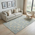 5' X 8' Sky Blue And Ivory Floral Washable Area Rug With UV Protection