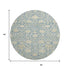 8' Sky Blue And Ivory Floral Washable Round Rug With UV Protection