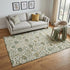 5' X 8' Ivory Fern Green And Beige Floral Washable Area Rug With UV Protection