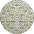 8' Ivory Fern Green And Beige Floral Washable Round Rug With UV Protection