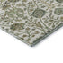 8' Ivory Fern Green And Beige Floral Washable Round Rug With UV Protection