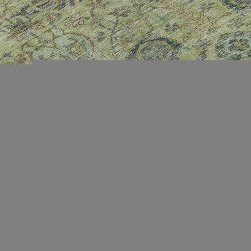 5' X 8' Mint Green Beige And Teal Floral Washable Area Rug With UV Protection