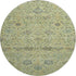 8' Mint Green Beige And Teal Floral Washable Round Rug With UV Protection