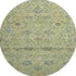 8' Mint Green Beige And Teal Floral Washable Round Rug With UV Protection