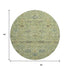 8' Mint Green Beige And Teal Floral Washable Round Rug With UV Protection