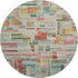 8' Rust Orange Green And Teal Striped Washable Round Rug With UV Protection