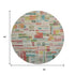 8' Rust Orange Green And Teal Striped Washable Round Rug With UV Protection