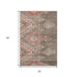 5' X 8' Brown Salmon And Ivory Geometric Washable Area Rug With UV Protection