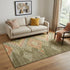 5' X 8' Green Gold And Salmon Geometric Washable Area Rug With UV Protection