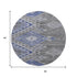 8' Pewter Blue And Gray Geometric Washable Round Rug With UV Protection