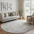 8' Silver Ivory And Beige Floral Washable Round Rug With UV Protection