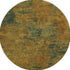 8' Copper Gold And Teal Abstract Washable Round Rug With UV Protection