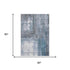 5' X 8' Blue Ivory And Gray Abstract Washable Area Rug With UV Protection