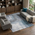 8' X 10' Blue Ivory And Gray Abstract Washable Area Rug With UV Protection