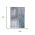 8' X 10' Blue Ivory And Gray Abstract Washable Area Rug With UV Protection