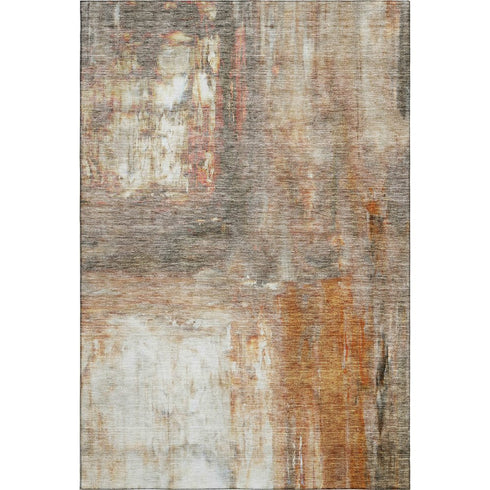 8' X 10' Copper Gray And Ivory Abstract Washable Area Rug With UV Protection