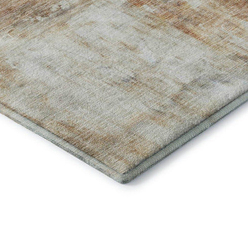 8' X 10' Copper Gray And Ivory Abstract Washable Area Rug With UV Protection
