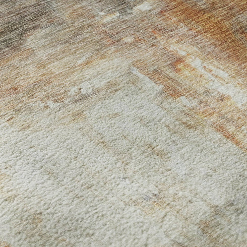 8' X 10' Copper Gray And Ivory Abstract Washable Area Rug With UV Protection