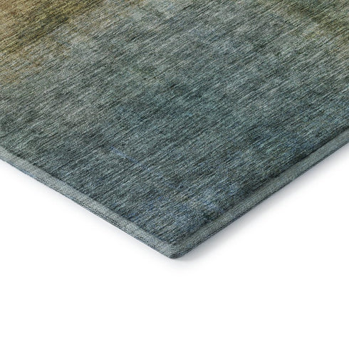 5' X 8' Blue And Brown Abstract Washable Area Rug With UV Protection
