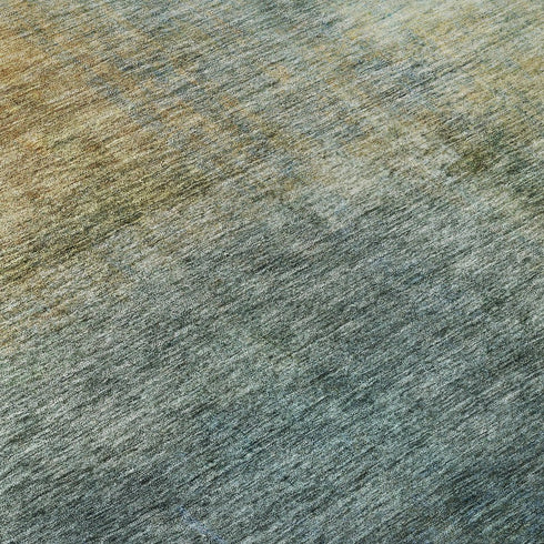 5' X 8' Blue And Brown Abstract Washable Area Rug With UV Protection