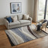 5' X 8' Blue Brown And Taupe Abstract Washable Area Rug With UV Protection