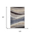 8' X 10' Blue Brown And Taupe Abstract Washable Area Rug With UV Protection