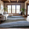 9' X 12' Brown Blue And Silver Abstract Washable Area Rug With UV Protection