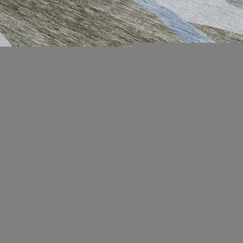 9' X 12' Brown Blue And Silver Abstract Washable Area Rug With UV Protection