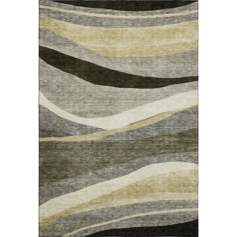 9' X 12' Taupe Beige And Ivory Abstract Washable Area Rug With UV Protection