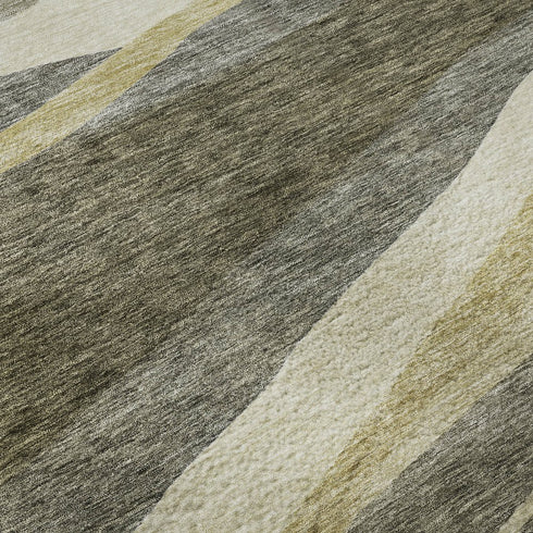 9' X 12' Taupe Beige And Ivory Abstract Washable Area Rug With UV Protection