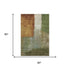 5' X 8' Green Ivory And Brown Abstract Washable Area Rug With UV Protection