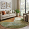 8' Green Ivory And Brown Abstract Washable Round Rug With UV Protection