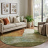 8' Green Ivory And Brown Abstract Washable Round Rug With UV Protection