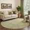 8' Sage And Ivory Damask Washable Round Rug With UV Protection