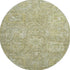 8' Sage And Ivory Damask Washable Round Rug With UV Protection