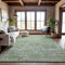 8' X 10' Mint Green Gray And Ivory Damask Washable Area Rug With UV Protection