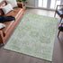 8' X 10' Mint Green Gray And Ivory Damask Washable Area Rug With UV Protection