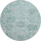 8' Teal Gray And Ivory Damask Washable Round Rug With UV Protection