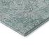 8' Teal Gray And Ivory Damask Washable Round Rug With UV Protection
