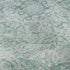 8' Teal Gray And Ivory Damask Washable Round Rug With UV Protection