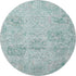8' Teal Gray And Ivory Damask Washable Round Rug With UV Protection