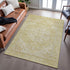 9' X 12' Gold And Beige Medallion Washable Area Rug With UV Protection