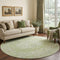 8' Sage And Beige Medallion Washable Round Rug With UV Protection