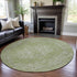 8' Sage And Beige Medallion Washable Round Rug With UV Protection