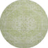 8' Sage And Beige Medallion Washable Round Rug With UV Protection