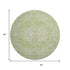 8' Sage And Beige Medallion Washable Round Rug With UV Protection