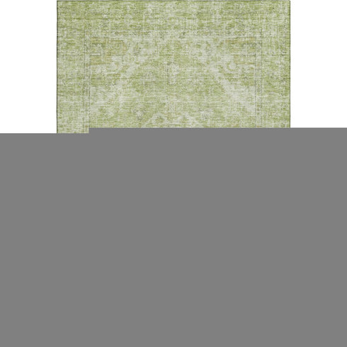 8' X 10' Sage And Beige Medallion Washable Area Rug With UV Protection
